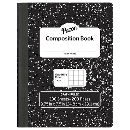 Pacon Corporation Pacon 2023383 9.75 x 7.5 in. 1 cm Composition Book with Grid Ruled & 100 Sheets 2023383